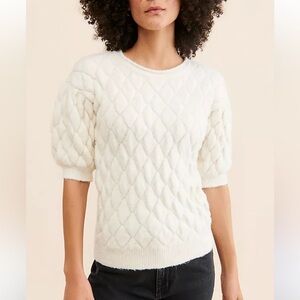 Anthropologie Bonnie Quilted Eyelashes Sweater Sz L